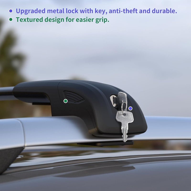 FLYCLE 300Lbs Lockable Roof Rack Crossbars Compatible with Jeep Cherokee 2014-2023, Heavy Duty Aluminum Cross Bar Fit Luggage Luggage Kayaks Bicycles Snowboard - Image 5